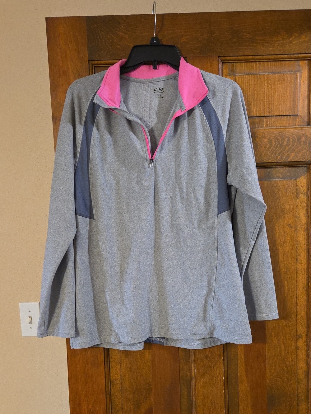 Champion Women’s Gray Half-Zip Pullover with Pink Trim